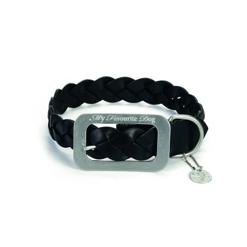 Designed By Lotte Lederhalsband für Hunde geflochten