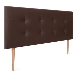 DHOME getuftetes Kunstleder-Kopfteil 145 x 115 cm mit Bettbeinen 135/140 – Schokolade - HaustierPro