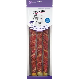 DOKAS 1 Meter Kaurolle mit Ente (Rinderhaut) 315 g | Hundesnack