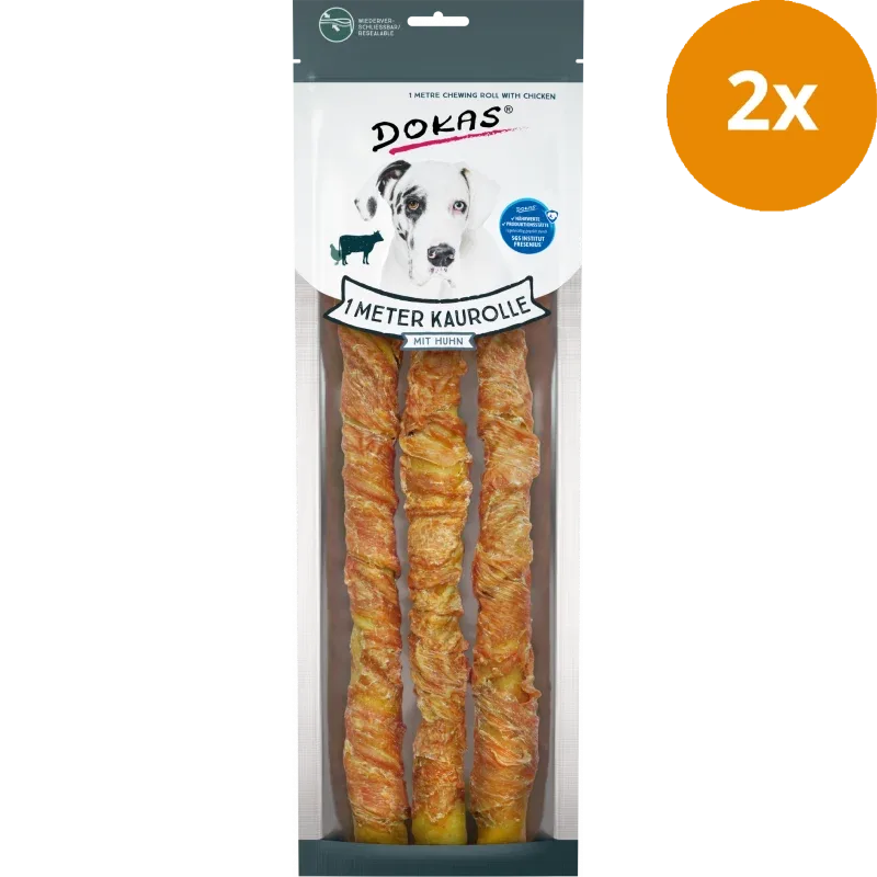 DOKAS 1 Meter Kaurolle mit Huhn (Rinderhaut) 315 g | Hundesnack - Image 2