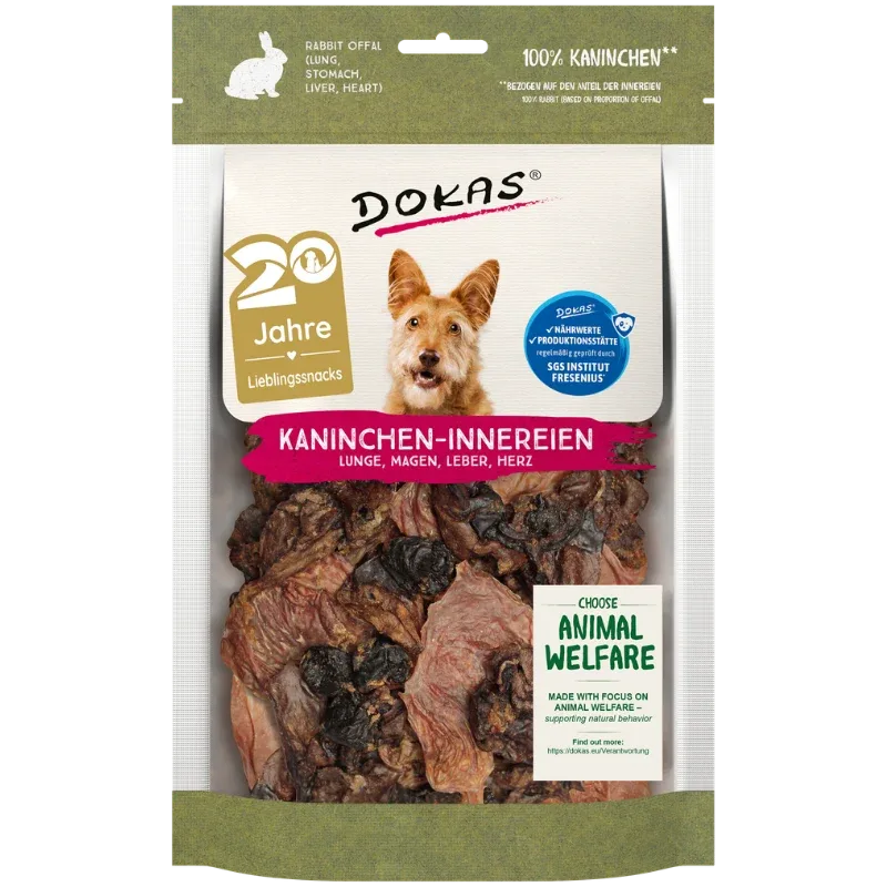 Dokas Dog Kaninchen-Innereien (Herz, Lunge, Magen, Leber) 100 g