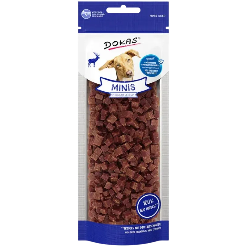 DOKAS Dog Minis Hirschfleisch 60 g | Hundesnack