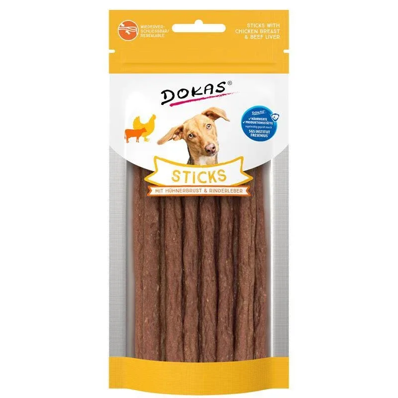 Dokas Dog Sticks mit Hühnerbrust & Rinderleber 60g