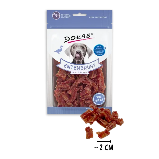 Dokas Entenbrust Stückchen für Hunde – Trainingssnack, 70g & 200g - Image 2