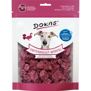 DOKAS Entenbrust-Würfel Kichererbsen, Rote Beete & Kokosöl 150 g | Hundesnack