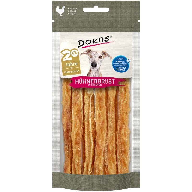 DOKAS Hühnerbrust in Streifen 50 g | Hundesnack