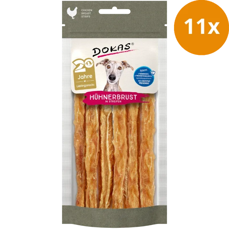 DOKAS Hühnerbrust in Streifen 50 g | Hundesnack - Image 2
