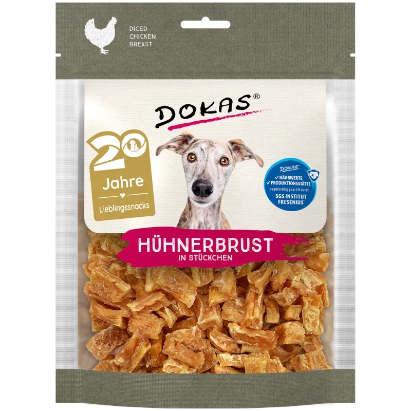 DOKAS Hühnerbrust in Stücken 170 g | Hundesnack
