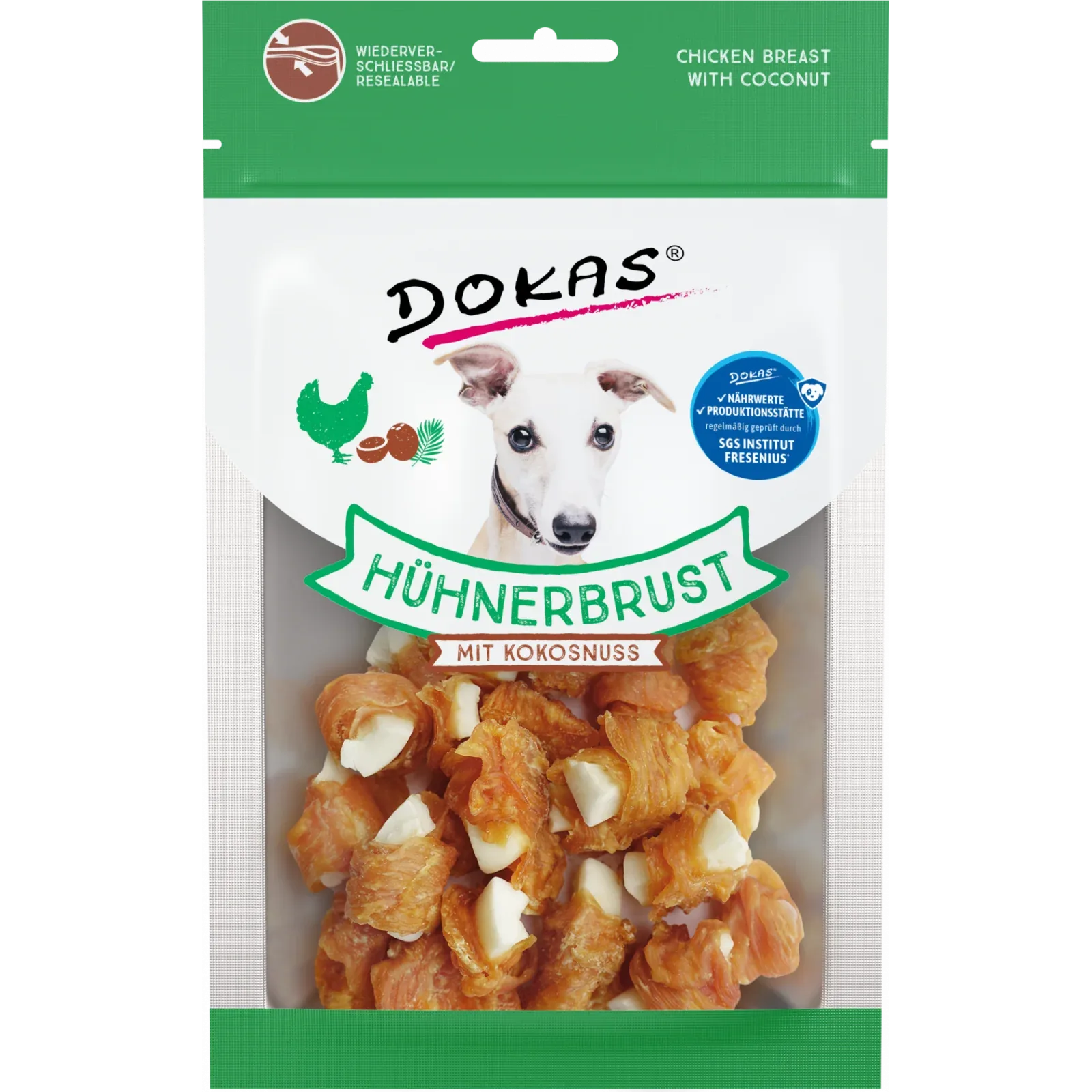 DOKAS Hühnerbrust mit Kokosnuss 60 g | Hundesnack