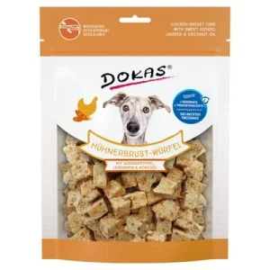 Dokas Hühnerbrust-Würfel mit Süßkartoffeln, Leinsamen, Kokos 150 g - 8 Dokas Hühnerbrust-Würfel mit Süßkartoffeln, Leinsamen, Kokos 150 g - 8