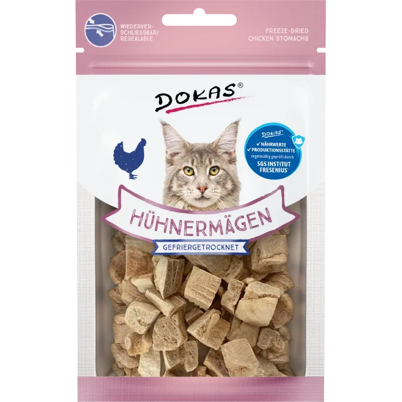 DOKAS Hühnermägen gefriergetrocknet 12 g | Katzensnack