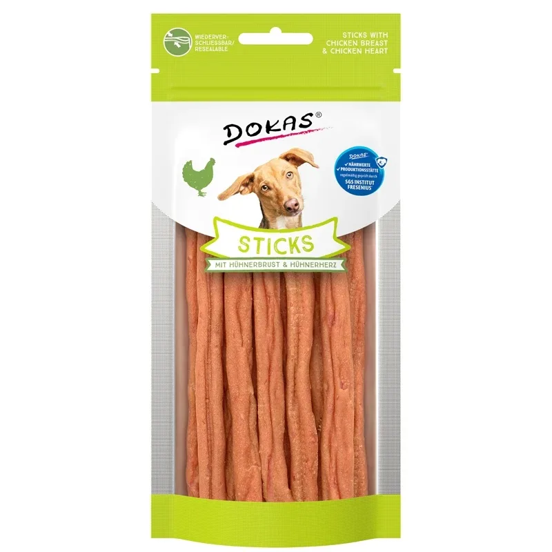 Dokas Hund Snack Sticks mit Hühnerbrust und Hühnerherz