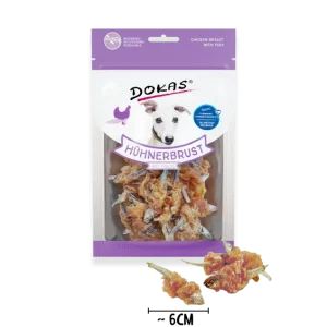Dokas Hunde-Snack Hühnerbrust mit Fisch – Getreidefreier Hundesnack 70g