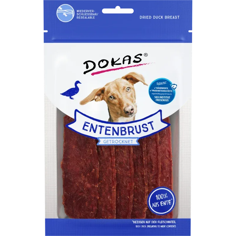 DOKAS Hundesnack Entenbrust getrocknet 70 g | Hundesnack