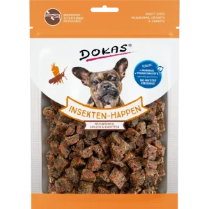 DOKAS Insekten-Happen Mehlwürmer, Grillen, Karotte 100 g | Hundesnack