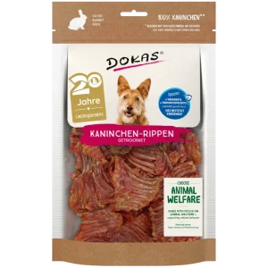 DOKAS Kaninchen Rippen getrocknet 100 g | Hundesnack
