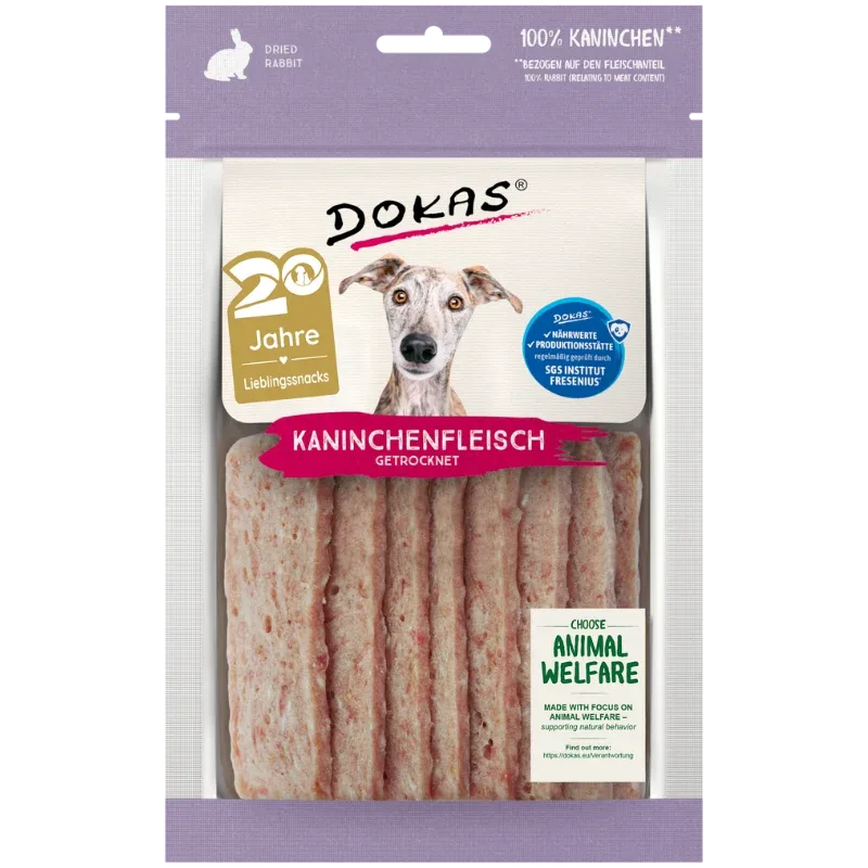 DOKAS Kaninchenfleisch 70 g | Hundesnack