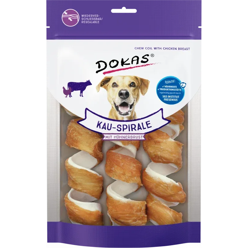 DOKAS Kau-Spirale mit Hühnerbrustfilet 110 g | Hundesnack
