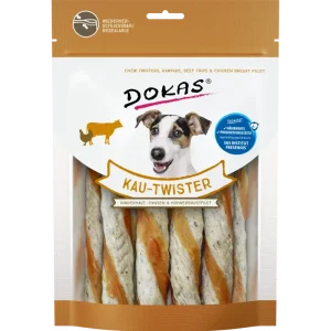DOKAS Kau-Twister Rinderhaut, Pansen & Hühnerbrust 200 g | Hundesnack