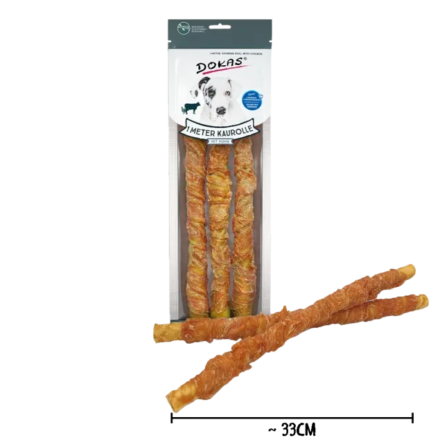 Dokas Kaurolle aus Rinderhaut 1 m für Hunde – mit Huhn oder Ente - Image 2