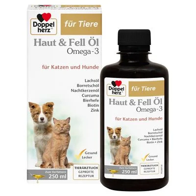 Doppelherz Haut & Fell Öl Omega-3 für Katzen und Hunde 250 ml