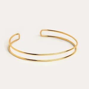 Doppelt Ring Halsband, vergoldet - HaustierPro