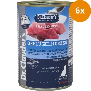 Dr Clauder Nassfutter für Hund Selected Meat Geflügelherzen 6 x 400g
