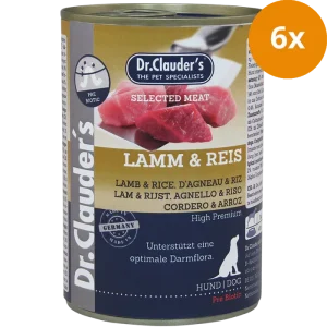 Dr Clauder Nassfutter für Hund Selected Meat Lamm &amp; Reis 6 x 400g