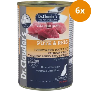 Dr Clauder Nassfutter für Hund Selected Meat Pute &amp; Reis 6 x 400g
