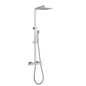 Duschsäule mit Calais-Duschkopf aus Stahl und Handbrause, höhenverstellbar und mit integriertem Umsteller - HaustierPro