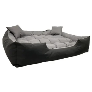 Ecco Hunde- und Katzenbett mit Kissen Wasserdichtes Kunstfaser Hundekissen Hundekorb Haustierbett Waschbar Innenmaße 115x90 / Außenmaße 130x105cm in Grau - HaustierPro