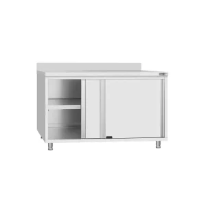 Edelstahl Arbeitsschrank ECO - 1200x600mm - mit Schiebetür und Aufkantung - HaustierPro