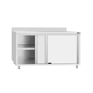 Edelstahl Arbeitsschrank ECO - 1600x700mm - mit Schiebetür und Aufkantung - HaustierPro