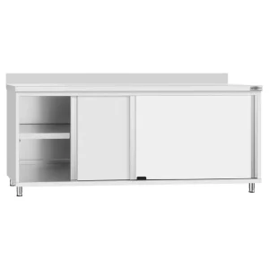 Edelstahl Arbeitsschrank ECO - 2000x700mm - mit Schiebetür und Aufkantung - HaustierPro