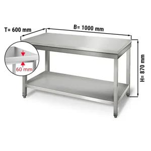 Edelstahl Arbeitstisch ECO - 1000x600mm - mit Grundboden ohne Aufkantung - HaustierPro