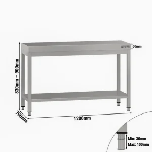 Edelstahl Arbeitstisch ECO - 1200x700mm - mit Grundboden ohne Aufkantung - HaustierPro