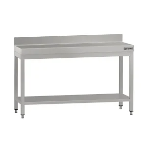 Edelstahl Arbeitstisch ECO - 1400x700mm - mit Grundboden & Aufkantung - HaustierPro