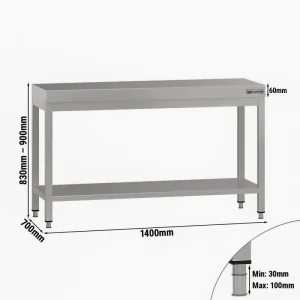 Edelstahl Arbeitstisch ECO - 1400x700mm - mit Grundboden ohne Aufkantung - HaustierPro