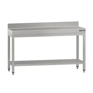 Edelstahl Arbeitstisch ECO - 1500x700mm - mit Grundboden & Aufkantung - HaustierPro