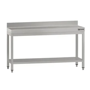 Edelstahl Arbeitstisch ECO - 1600x700mm - mit Grundboden & Aufkantung - HaustierPro