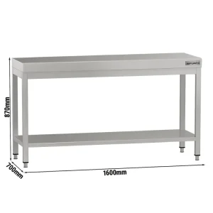 Edelstahl Arbeitstisch ECO - 1600x700mm - mit Grundboden ohne Aufkantung - HaustierPro