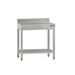 Edelstahl Arbeitstisch ECO - 600x700mm - mit Grundboden & Aufkantung - HaustierPro