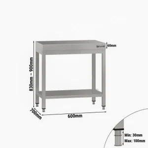 Edelstahl Arbeitstisch ECO - 600x700mm - mit Grundboden ohne Aufkantung - HaustierPro