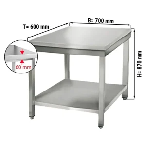 Edelstahl Arbeitstisch ECO - 700x600mm - mit Grundboden ohne Aufkantung - HaustierPro