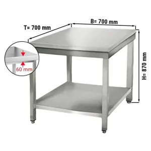 Edelstahl Arbeitstisch ECO - 700x700mm - mit Grundboden ohne Aufkantung - HaustierPro