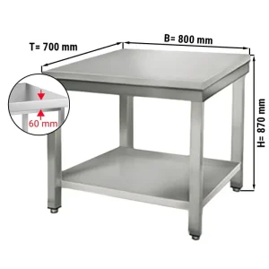 Edelstahl Arbeitstisch ECO - 800x700mm - mit Grundboden ohne Aufkantung - HaustierPro