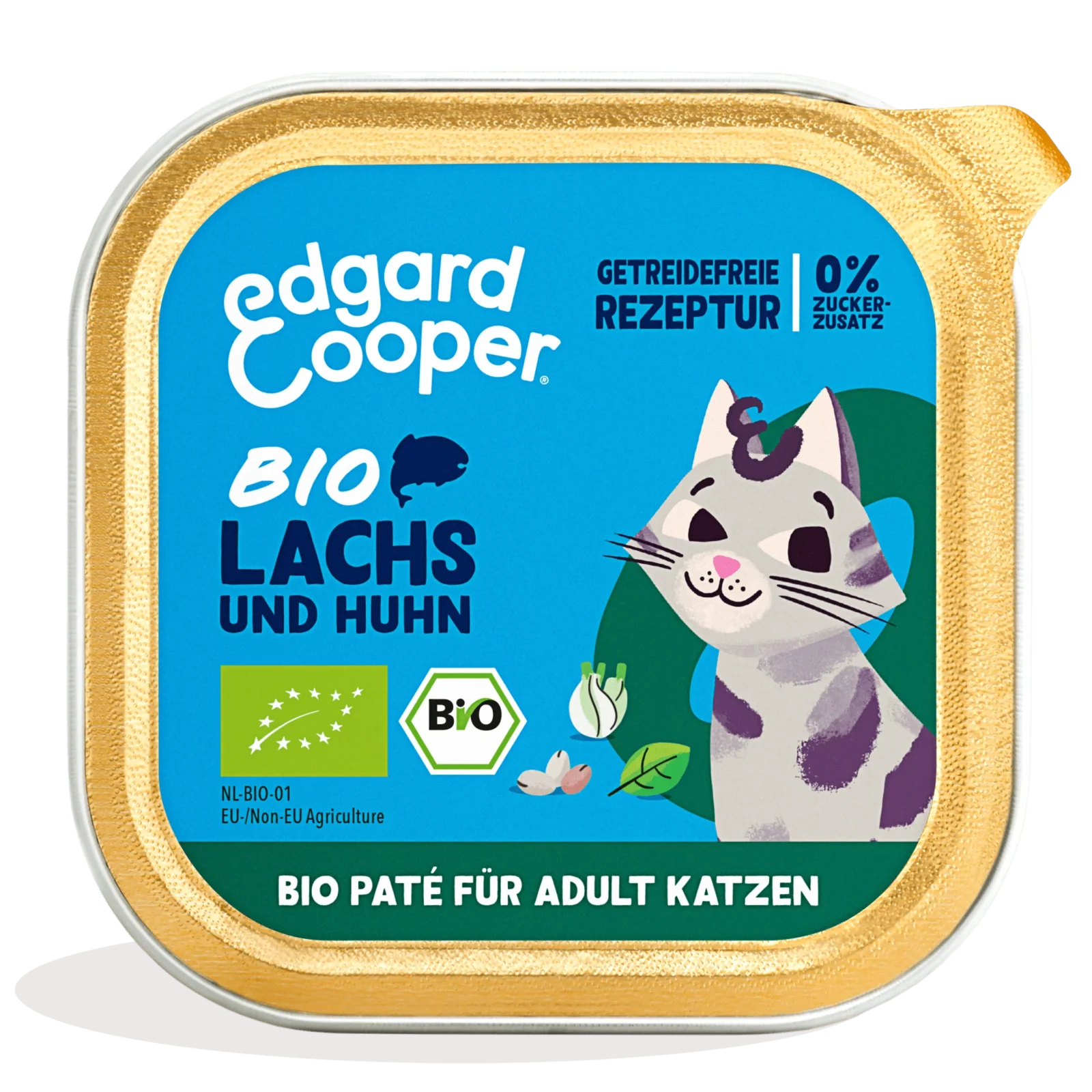 Edgard & Cooper Katze Bio-Lachs&Bio-Huhn +Chiasamen