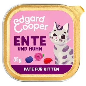 Edgard & Cooper Paté Kitten Freilaufente und Freilaufhuhn mit Blaubeeren, Rosenblüten und Hagebutten