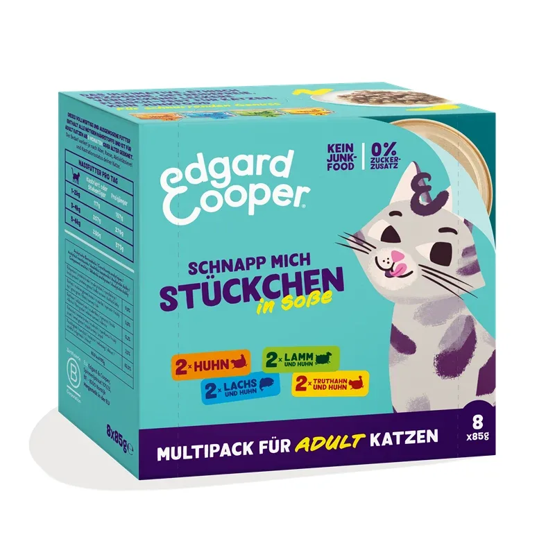 Edgard & Cooper Stückchen in Soße Adult Multipack 8 x 85 g