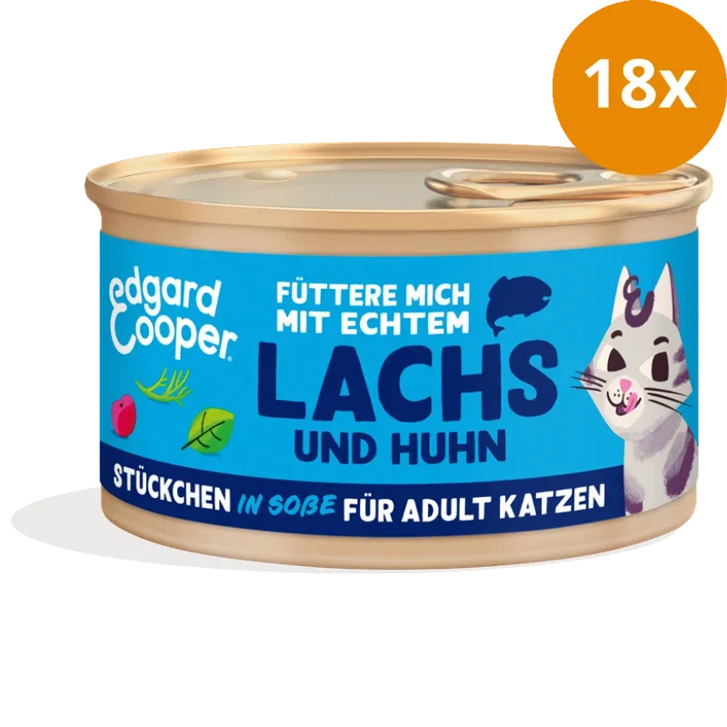 Edgard & Cooper Stückchen in Soße Adult Pazifischer Lachs und Freilaufhuhn mit Cranberrys und Basilikum 85g - Image 2